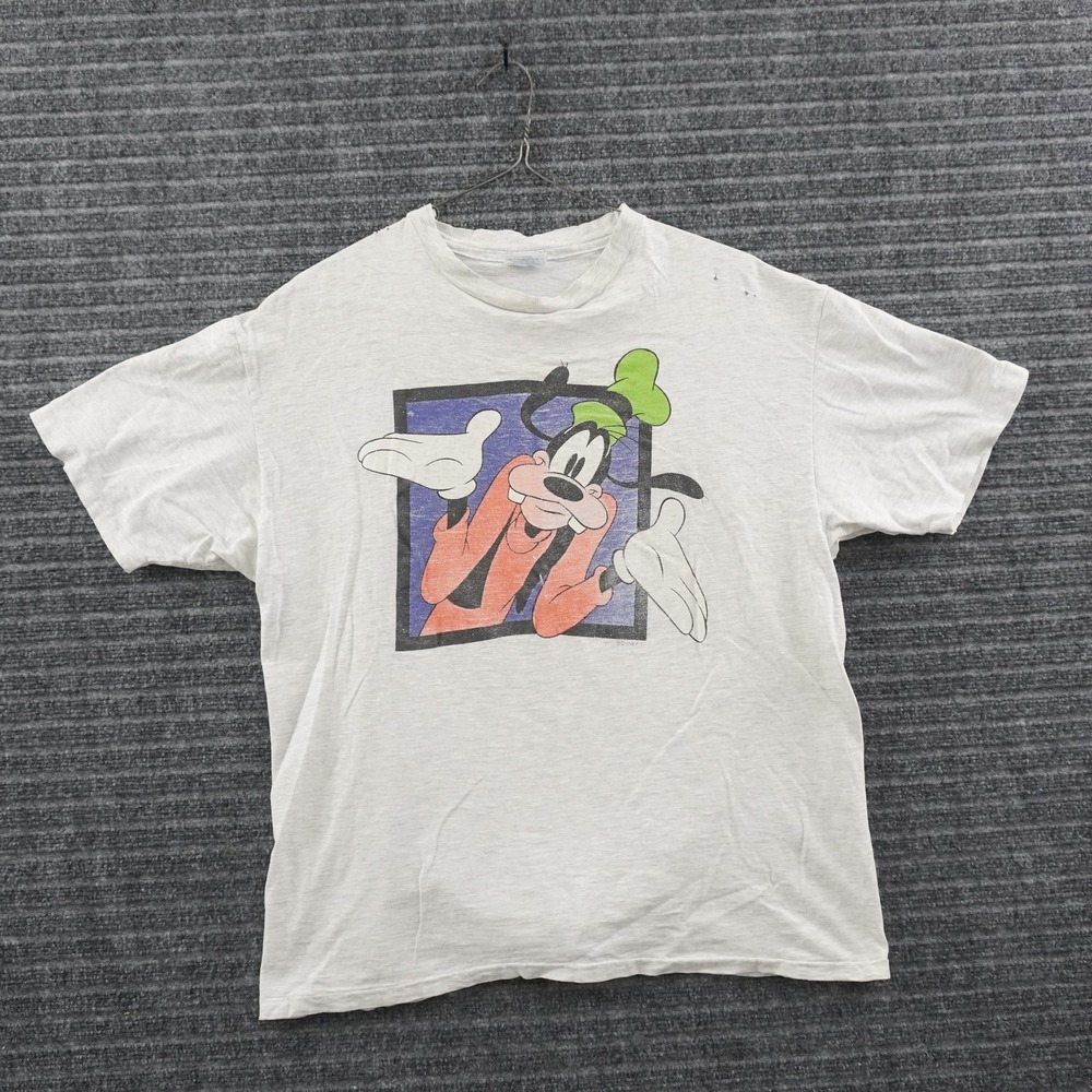 Vintage 90s Disney Goofy T-Shirt Mens XL Gray Graphic Single Stitch